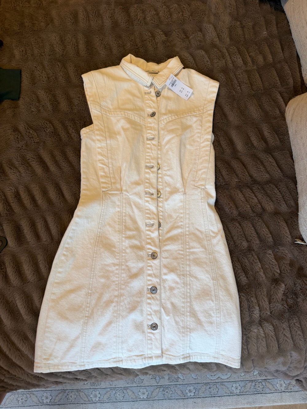 Abercrombie & Fitch Cream Button-Front Denim Dress